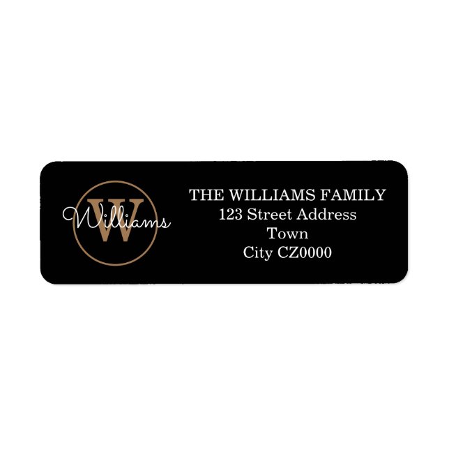 Script moderne Monogramme Black White Gold Adresse (Devant)