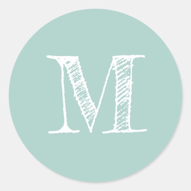 Script moderne Monogramme initial Pastel Étiquette (Devant)
