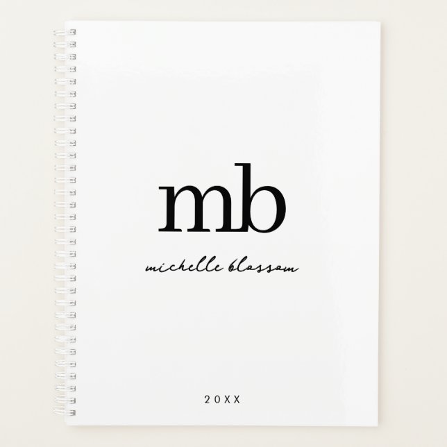 Script moderne noir blanc tendance Monogramme init (Devant)