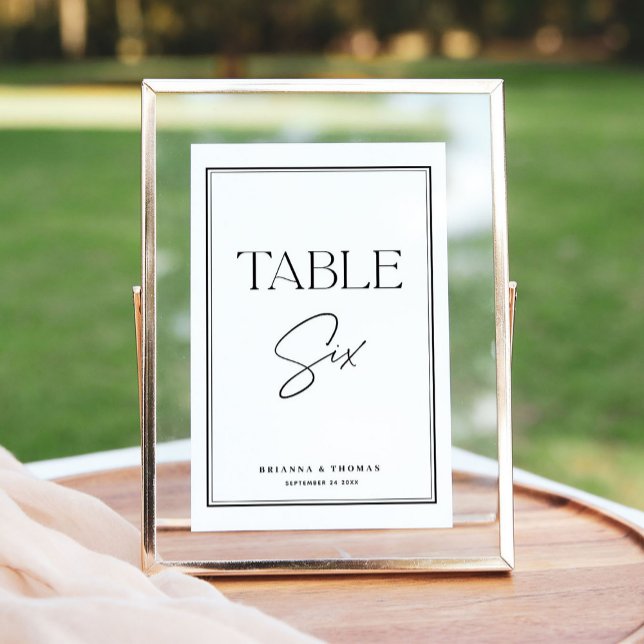 Script moderne noir et blanc Numéro de table 6 (Créateur téléchargé)