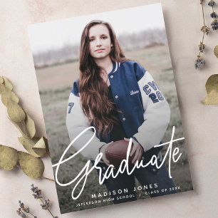 Script moderne Photo Graduation Party Invitation