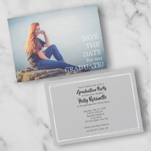 Script moderne Photo Graduation Party Invitations