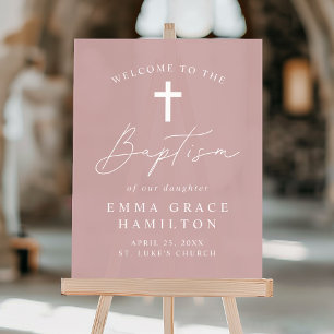 Script moderne Script Dusty Rose Baptême Bienvenue