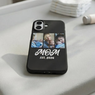 Script Mom Established 3 Photo Black White iPhone 16 Case