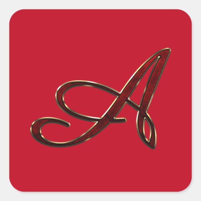 Script Monogram A Square Sticker (Front)
