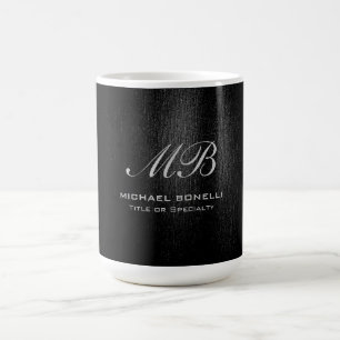 Script monogram black grey modern cute coffee mug