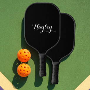 Script monogram black pickleball paddle