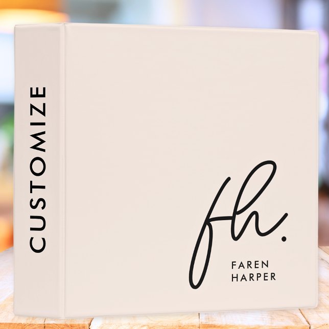 Script Monogram Blush Pink Cute Modern Initials Binder (Creator Uploaded)