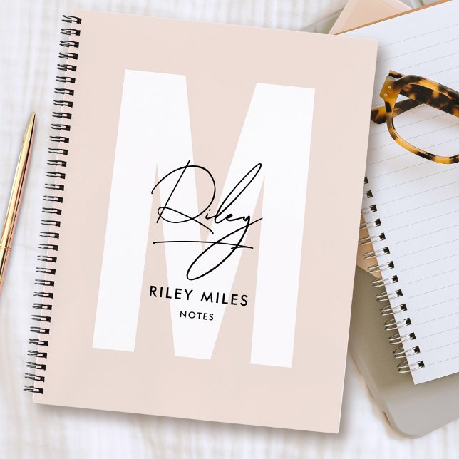 Script Monogram Blush Pink Modern Chic Signature Notebook (Creator Uploaded)