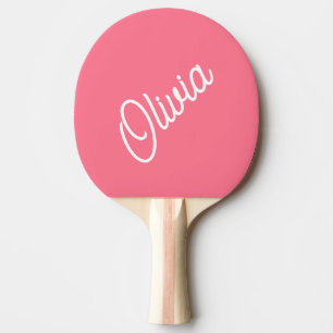 Script monogram, bright pink  ping pong paddle