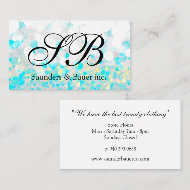 Script Monogram | Bubbles Business Card (Front/Back)