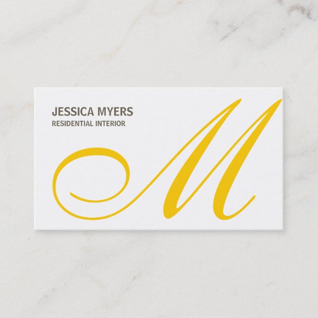 Script Monogram Business Card (Mustard) (Front)