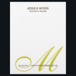 Script Monogram Business Letterhead<br><div class="desc">Add a modern touch to your business stationery with this simple and stylish business letterhead. You can personalize the text with your business name or replace it with your existing logo. Background colour can be changed to any colour to match your business logo. More colours and matching stationery are available...</div>