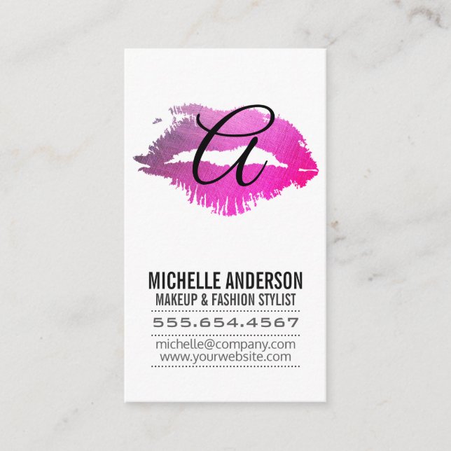 Script Monogram / Expressive Kiss Business Card (Front)