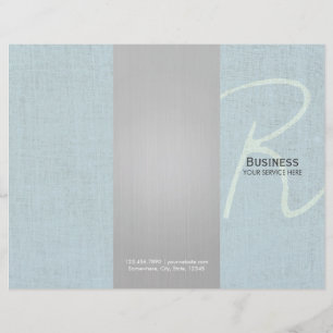 Script Monogram Faux Linen Tri-Fold Brochures