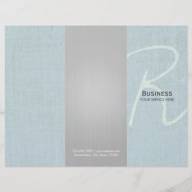 Script Monogram Faux Linen Tri-Fold Brochures (Front)