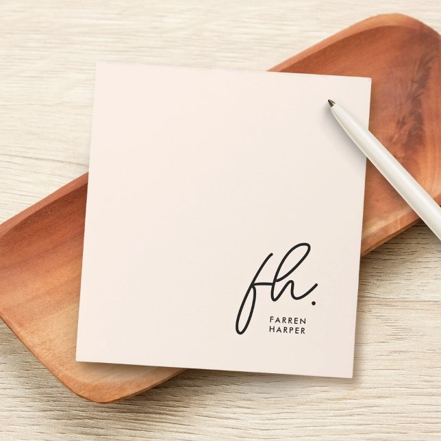 Script Monogram Modern Minimal Blush Pink Simple Notepad (Creator Uploaded)