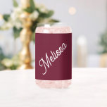 Script monogram, modern red can glass<br><div class="desc">Large script typography makes a bold statement against the pale purple background. Simple yet elegant, it's a personal gift they'll love for birthday, Christmas, weddings and more.</div>
