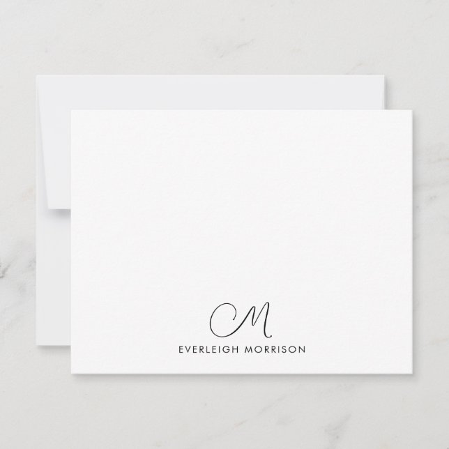 Script Monogram Modern Stationery  Card (Front)