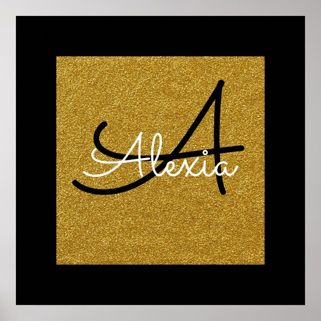 script monogram on gold poster (Front)