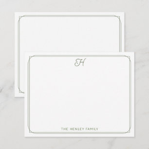 Script Monogram Pretty Family Stationery Green Card