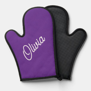 Script monogram purple oven mitt
