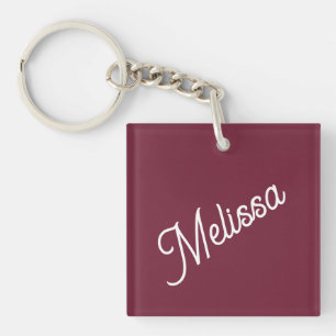 Script monogram, red burgundy  keychain