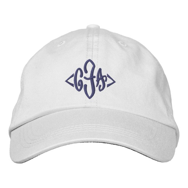 Script Monogram Three Initial Monogram Embroidered Hat (Front)