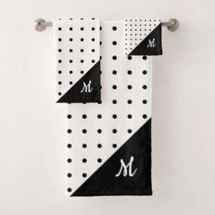 Script Monogramme noir sur blanc Polka Point Motif