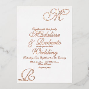 Script Monogrammed Wedding Foil Pressed Invitation