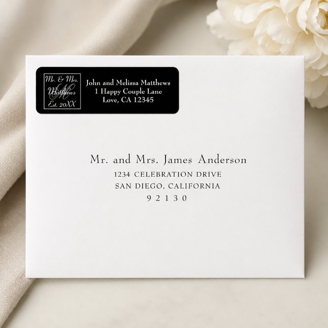 Script Mr et Mme Monogramme Mariage Noir (Créateur téléchargé)