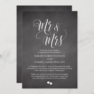 Script Mr & Mrs Wedding Inviter Carte Chalkboard