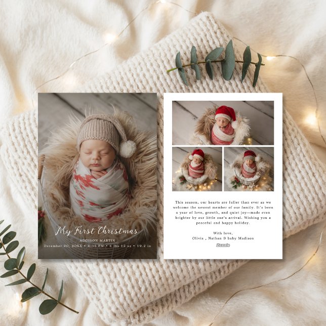 Script My First Christmas Baby Announcement Card (Creator Uploaded)