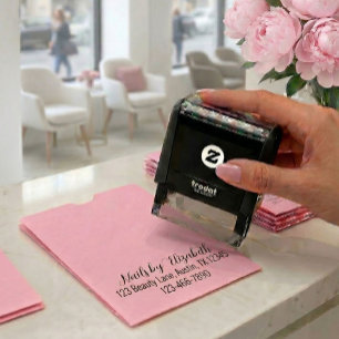 Script Nail Studio Name Return Address Phone Self-inking Stamp