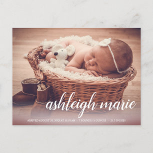 Script Name Baby Girl Photo Birth Announcement Po Postcard