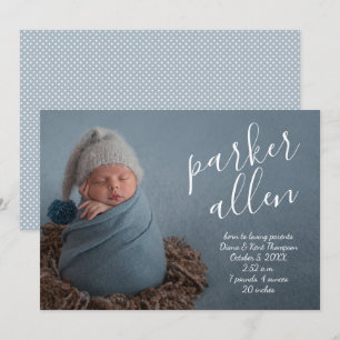 Script Name Baby Photo Birth Announcements