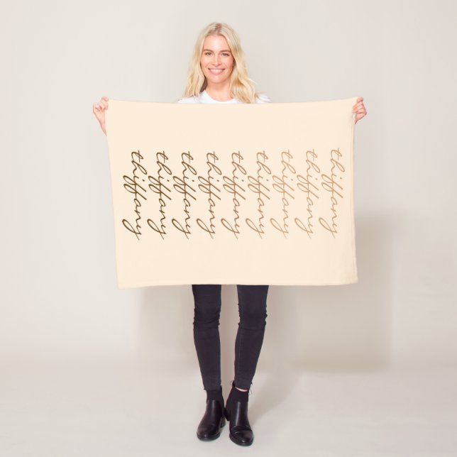 Script Name Beige Gradient Repeating Name Fleece Blanket (In Situ)