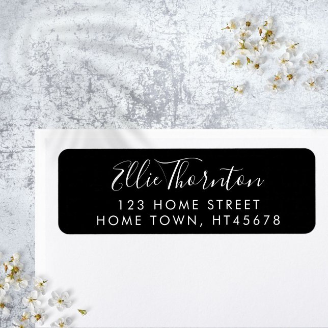 Script Name Black And White Return Address (Script Name Black And White Return Address Label)