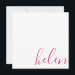 Script Name Card<br><div class="desc">This modern and elegant note card featuring script handwriting is a wonderful way to correspond with family and friends. Colour and text is fully customizable. The pattern script on the back reads "with love.".</div>