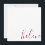 Script Name Card<br><div class="desc">This modern and elegant note card featuring script handwriting is a wonderful way to correspond with family and friends. Colour and text is fully customizable. The pattern script on the back reads "with love.".</div>