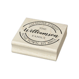 Script Name Circle Return Address Rubber Stamp