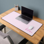 Script Name Classic Pink on Pink Personalized Desk Mat<br><div class="desc">This modern and elegant desk mat featuring script handwriting in pink on a light pink background adds custom style to your desk. Text is fully customizable. Makes a great gift.</div>