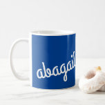 Script Name Custom Gift Navy Blue White Coffee Mug<br><div class="desc">Gift this custom custom script name mug to the coffee or tea lover in your life. Personalize the name and drink type. In navy blue and white. Makes a wonderful gift for graduation,  mother's day,  Christmas,  birthdays and bridesmaids. Part of a collection from Parcel Studios.</div>