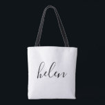 Script Name Custom Personalized Gift Tote Bag<br><div class="desc">This personalized tote bag is simple,  modern and elegant. Text and text colour is fully customizable. Perfect as a bridesmaid gift,  wedding favour,  birthday or graduation gift. Part of a collection from Parcel Studios.</div>