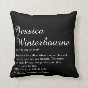 Script Name Definition Black and White Modern Throw Pillow