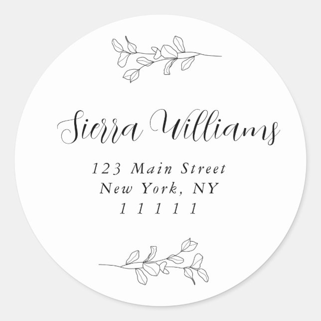 Script Name Eucalyptus Round Return Address Label (Front)