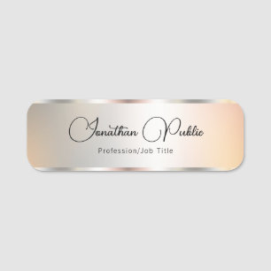 Script Name Faux Silver Template Trendy Typography Tag