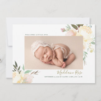 Script Name Floral Birth Announcement