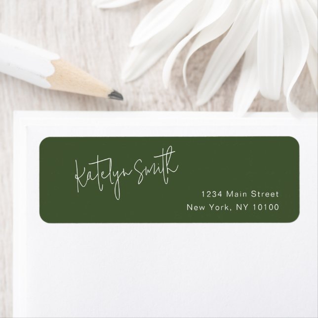 Script Name Forest Green Return Address Label (Insitu)