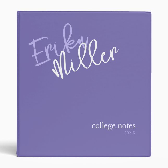 Script Name Girly Periwinkle Colour Binder (Front)